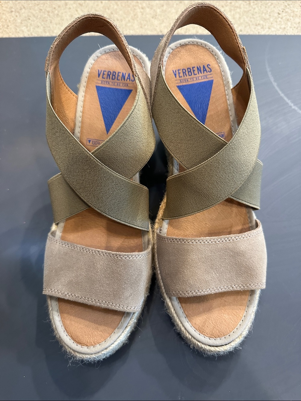 Verbenas Women's Olive and Taupe Espadrille Wedge Sandals!
